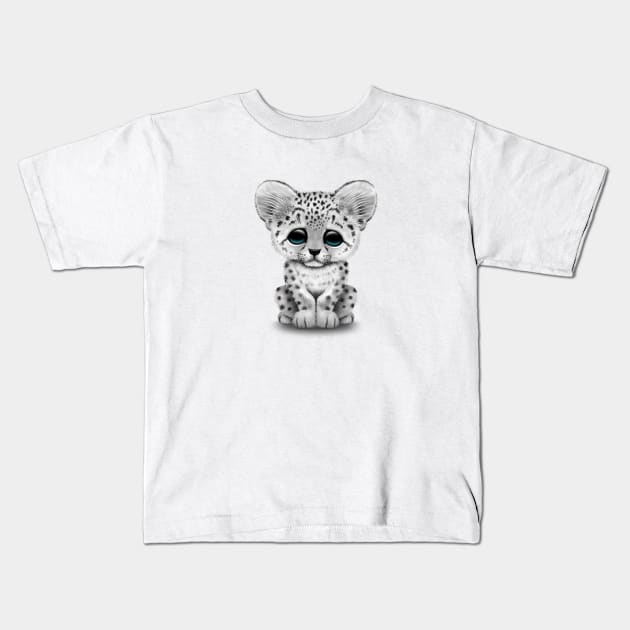 Cute Snow Leopard Cub Kids T-Shirt by jeffbartels